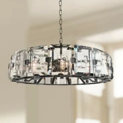Giada 30"W Dark Bronze Round Bubble Crystal Pendant Light