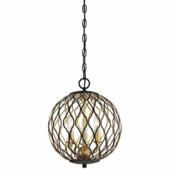 Gilded Glam 12"W Coal Honey Gold 3-Light Mini Pendant Light
