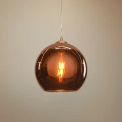 Glow 10" Wide Modern Brushed Copper Glass Mini Pendant