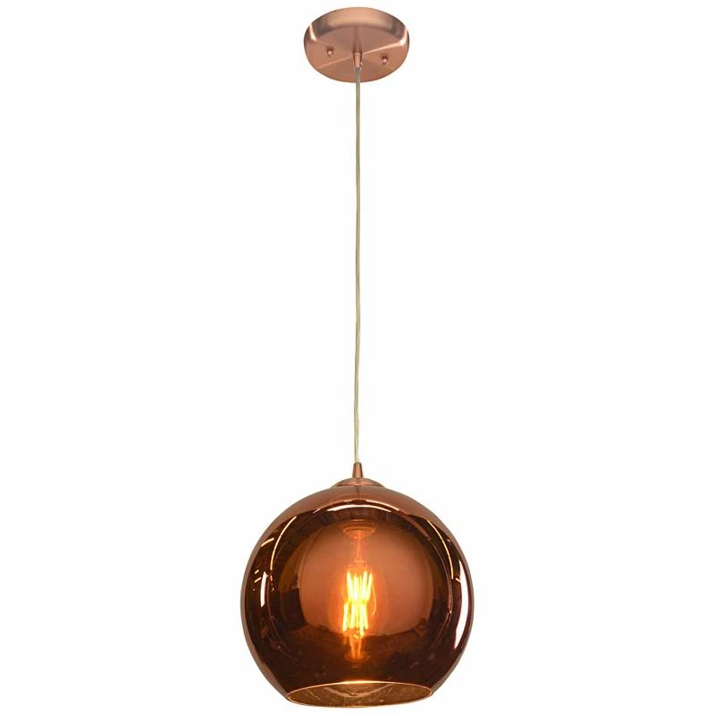 Glow 10" Wide Modern Brushed Copper Glass Mini Pendant 5 Glow 10" Wide Modern Brushed Copper Glass Mini Pendant - Image 3