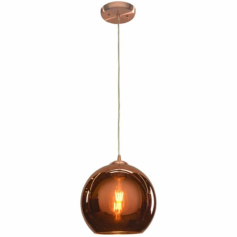Glow 10" Wide Modern Brushed Copper Glass Mini Pendant 6 Glow 10" Wide Modern Brushed Copper Glass Mini Pendant - Image 4