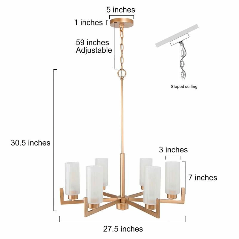 Gollin 27 1/2" Wide Gold 6-Light Chandelier 9 Gollin 27 1/2" Wide Gold 6-Light Chandelier - Image 7