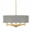 Gray Faux Silk Ava 6-Light Gold Pendant Chandelier -Outlet The Radiantix Store gray faux silk ava 6 light gold pendant chandelier 697j6