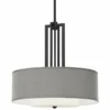 Gray Faux Silk Carey 24" Black 4-Light Chandelier