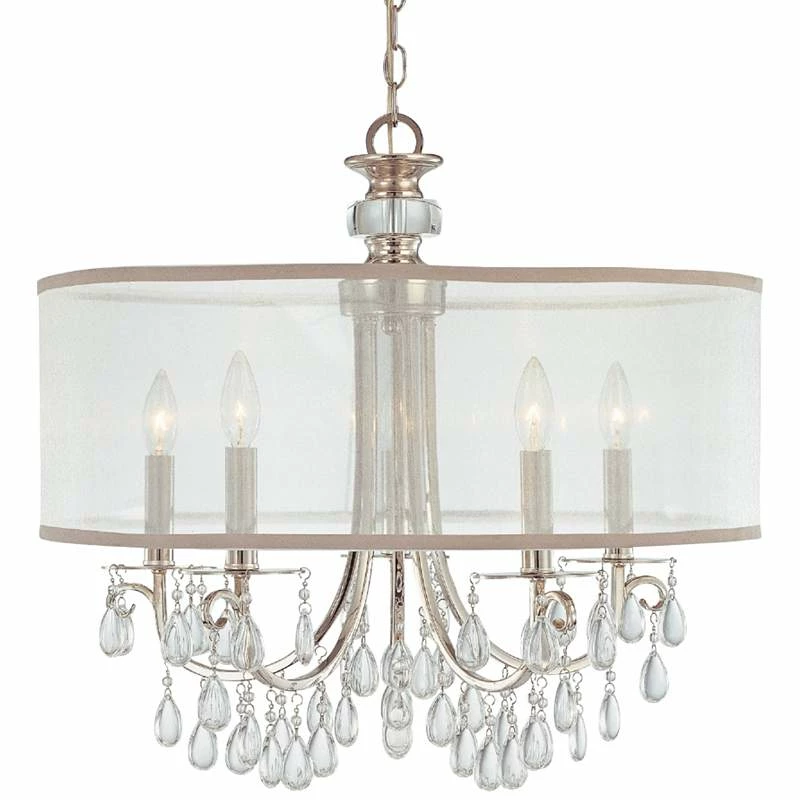 Hampton 24" 5-Light Chrome And Crystal Traditional Shade Chandelier 4 Hampton 24" 5-Light Chrome And Crystal Traditional Shade Chandelier - Image 2