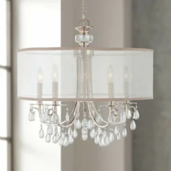 Hampton 24" 5-Light Chrome And Crystal Traditional Shade Chandelier