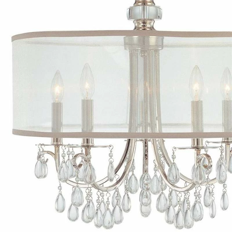 Hampton 24" 5-Light Chrome And Crystal Traditional Shade Chandelier 5 Hampton 24" 5-Light Chrome And Crystal Traditional Shade Chandelier - Image 3