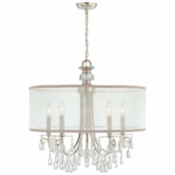 Hampton 24" 5-Light Chrome And Crystal Traditional Shade Chandelier 12 Hampton 24" 5-Light Chrome And Crystal Traditional Shade Chandelier -Outlet The Radiantix Store hampton 24 inch 5 light chrome and crystal traditional shade chandelier g9147views3