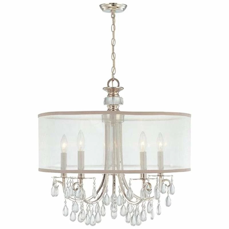 Hampton 24" 5-Light Chrome And Crystal Traditional Shade Chandelier 7 Hampton 24" 5-Light Chrome And Crystal Traditional Shade Chandelier - Image 5