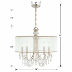 Hampton 24" 5-Light Chrome And Crystal Traditional Shade Chandelier 13 Hampton 24" 5-Light Chrome And Crystal Traditional Shade Chandelier -Outlet The Radiantix Store hampton 24 inch 5 light chrome and crystal traditional shade chandelier g9147views4