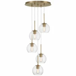 Haniger 19 1/4" Wide Soft Gold Multi-Light Pendant -Outlet The Radiantix Store haniger 19 and one quarter inch wide soft gold multi light pendant 048a6views3