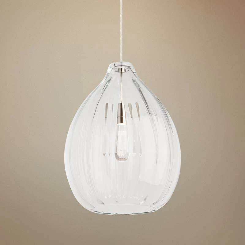 Harper 16 3/4" Wide Clear Glass Satin Nickel Pendant Light 3 Harper 16 3/4" Wide Clear Glass Satin Nickel Pendant Light