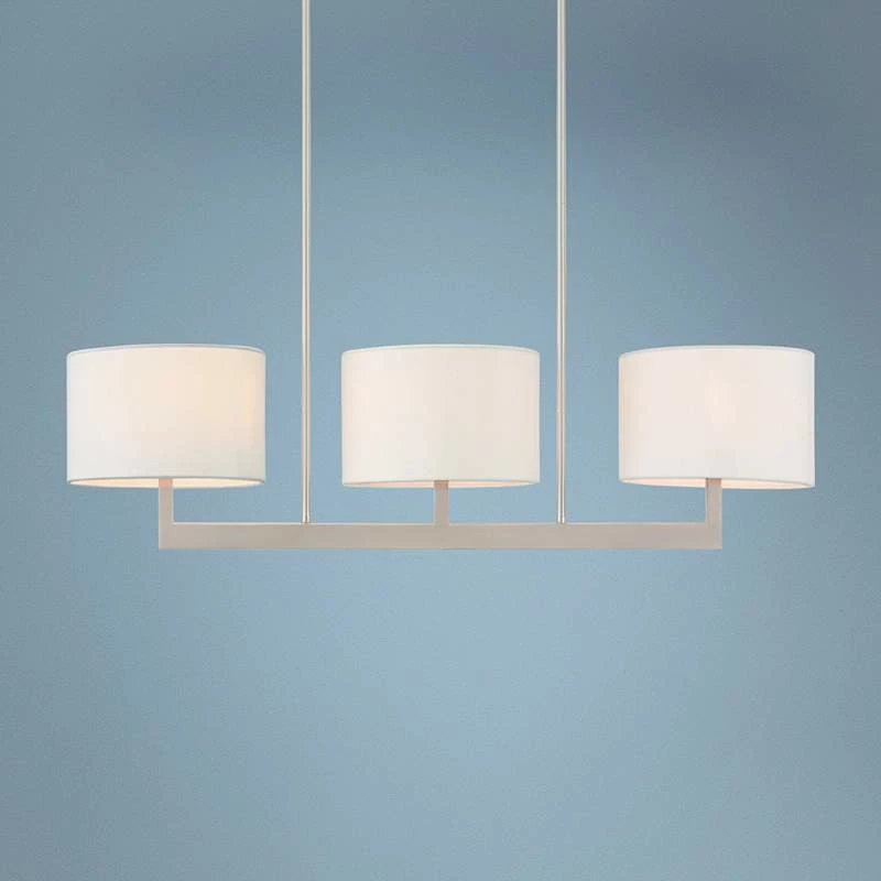 Livex Lighting Hayworth 42" Wide Nickel White Shade Modern Kitchen Island Chandelier 3 Livex Lighting Hayworth 42" Wide Nickel White Shade Modern Kitchen Island Chandelier