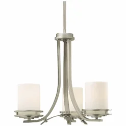 Hendrik Nickel Finish 19" Wide 3-Light Chandelier By Kichler -Outlet The Radiantix Store hendrik nickel finish 19 inch wide 3 light chandelier by kichler 43501