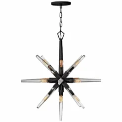 Hinkley Ariel 26"W Black 12-Light Starburst Pendant Light -Outlet The Radiantix Store hinkley ariel 26 inchw black 12 light starburst pendant light 86n46views3
