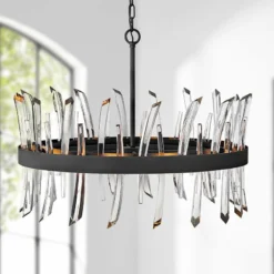 Hinkley Revel 28" Wide Black And Crystal Pendant Light