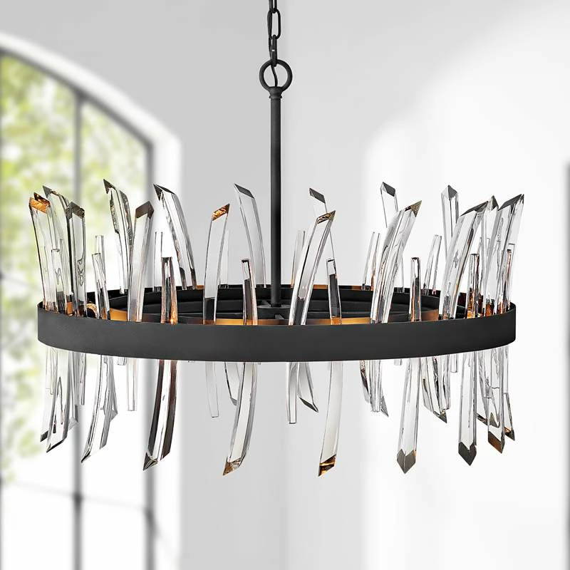 Hinkley Revel 28" Wide Black And Crystal Pendant Light 3 Hinkley Revel 28" Wide Black And Crystal Pendant Light