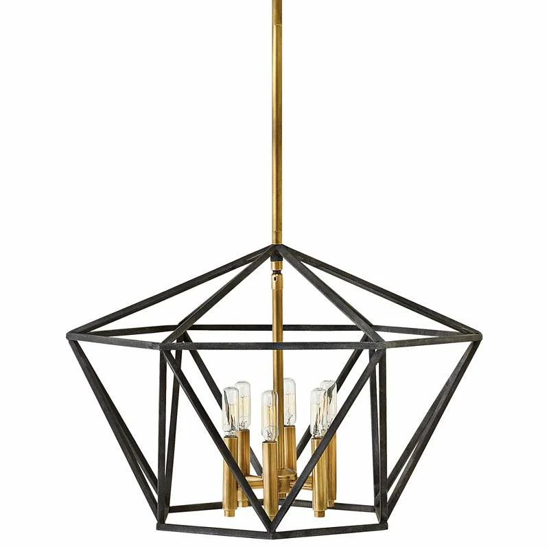 Hinkley Theory 24.3" Wide Black And Brass Geometric Modern Chandelier 4 Hinkley Theory 24.3" Wide Black And Brass Geometric Modern Chandelier - Image 2