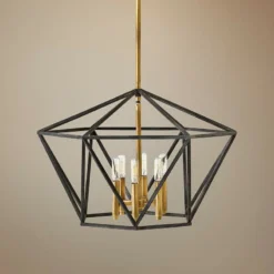 Hinkley Theory 24.3" Wide Black And Brass Geometric Modern Chandelier