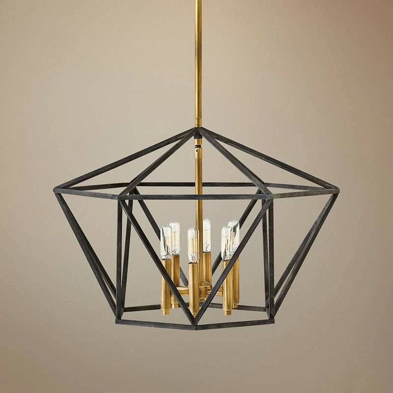 Hinkley Theory 24.3" Wide Black And Brass Geometric Modern Chandelier 3 Hinkley Theory 24.3" Wide Black And Brass Geometric Modern Chandelier