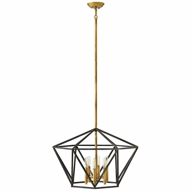 Hinkley Theory 24.3" Wide Black And Brass Geometric Modern Chandelier 5 Hinkley Theory 24.3" Wide Black And Brass Geometric Modern Chandelier - Image 3