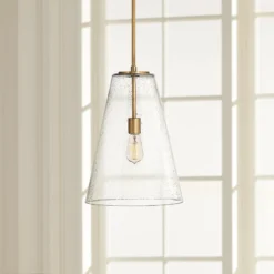 Hinkley Vance 13"W Heritage Brass And Glass Pendant Light