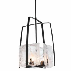 Hubbardton Forge Arc 18.7" Wide Black Pendant With White Swirl Glass