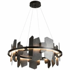 Hubbardton Forge Ardesia 38" Black And Slate LED Ring Chandelier -Outlet The Radiantix Store hubbardton forge ardesia 38 inch black and slate led ring chandelier 407r2