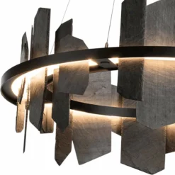 Hubbardton Forge Ardesia 38" Black And Slate LED Ring Chandelier -Outlet The Radiantix Store hubbardton forge ardesia 38 inch black and slate led ring chandelier 407r2views1