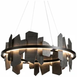 Hubbardton Forge Ardesia 38" Black And Slate LED Ring Chandelier -Outlet The Radiantix Store hubbardton forge ardesia 38 inch black and slate led ring chandelier 407r2views2