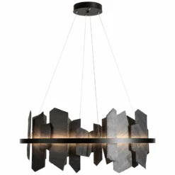Hubbardton Forge Ardesia 38" Black And Slate LED Ring Chandelier -Outlet The Radiantix Store hubbardton forge ardesia 38 inch black and slate led ring chandelier 407r2views3