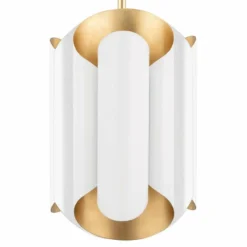 Hudson Valley Banks 12"W Gold Leaf And White Mini Pendant -Outlet The Radiantix Store hudson valley banks 12 inchw gold leaf and white mini pendant 428e0views1