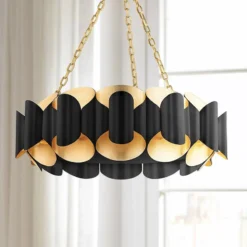 Hudson Valley Banks 34 1/2"W Gold Leaf And Black Chandelier