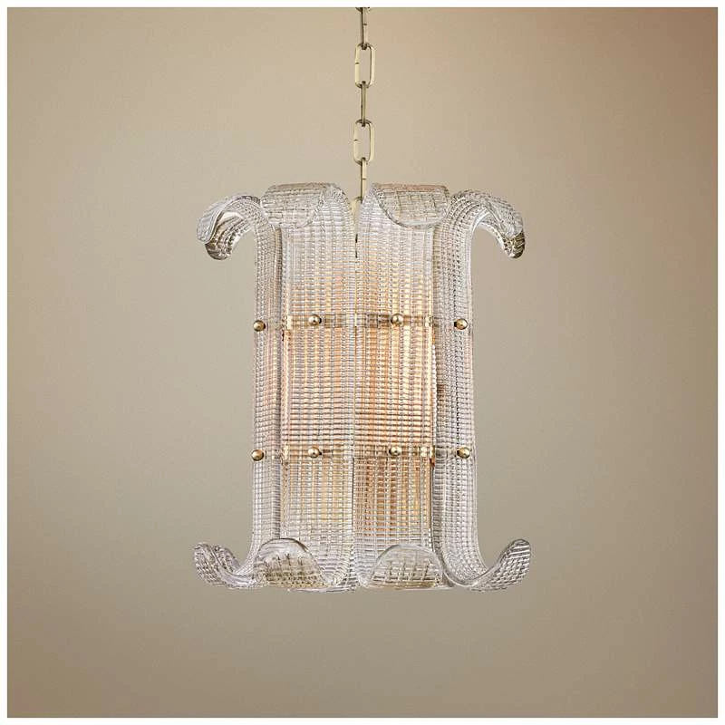 Hudson Valley Brasher 14 1/2"W 4-Light Aged Brass Chandelier 3 Hudson Valley Brasher 14 1/2"W 4-Light Aged Brass Chandelier