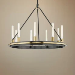Hudson Valley Chambers 32"W Old Bronze 9-Light Chandelier