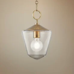 Hudson Valley Greene 8" Wide Aged Brass Mini Pendant