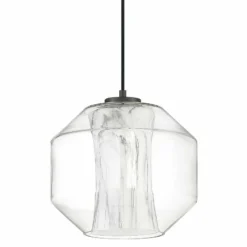 I-Biza 9 1/2"W Black W/ White Marble Shade LED Mini Pendant