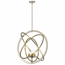 Ibis 30" Wide Polished Nickel And Brass 4-Light Pendant -Outlet The Radiantix Store ibis 30 inch wide polished nickel and brass 4 light pendant 64h44views1