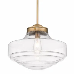Golden Lighting Ingalls 16"W Modern Brass Metal Clear Glass Pendant Light