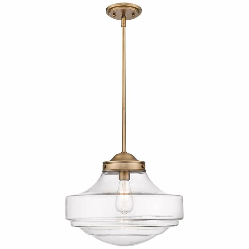 Golden Lighting Ingalls 16"W Modern Brass Metal Clear Glass Pendant Light 5 Golden Lighting Ingalls 16"W Modern Brass Metal Clear Glass Pendant Light - Image 3