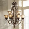 Iron Leaf 34" Wide Bronze And Crystal 12-Light Chandelier -Outlet The Radiantix Store iron leaf 34 inch wide bronze and crystal 12 light chandelier 44422cropped