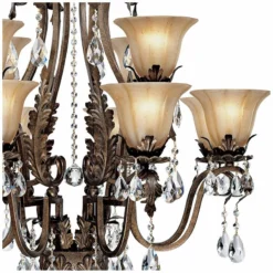 Iron Leaf 34" Wide Bronze And Crystal 12-Light Chandelier -Outlet The Radiantix Store iron leaf 34 inch wide bronze and crystal 12 light chandelier 44422views1