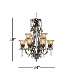Iron Leaf 34" Wide Bronze And Crystal 12-Light Chandelier -Outlet The Radiantix Store iron leaf 34 inch wide bronze and crystal 12 light chandelier 44422views4