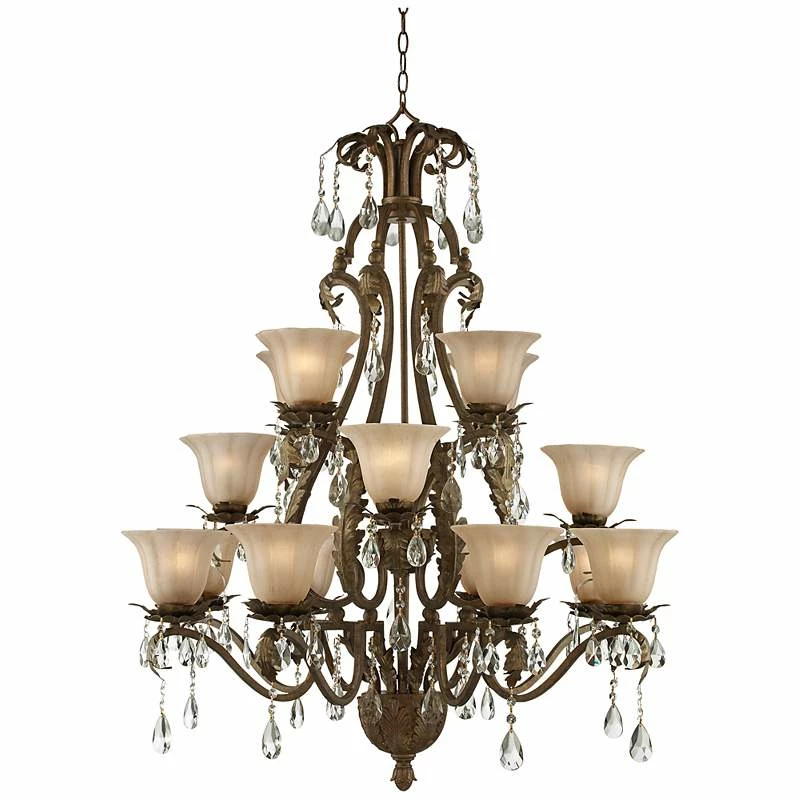 Iron Leaf 39" Wide Roman Bronze And Crystal Chandelier 4 Iron Leaf 39" Wide Roman Bronze And Crystal Chandelier - Image 2