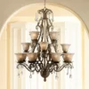 Iron Leaf 39" Wide Roman Bronze And Crystal Chandelier