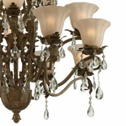Iron Leaf 39" Wide Roman Bronze And Crystal Chandelier 9 Iron Leaf 39" Wide Roman Bronze And Crystal Chandelier -Outlet The Radiantix Store iron leaf 39 inch wide roman bronze and crystal chandelier 7g197views1