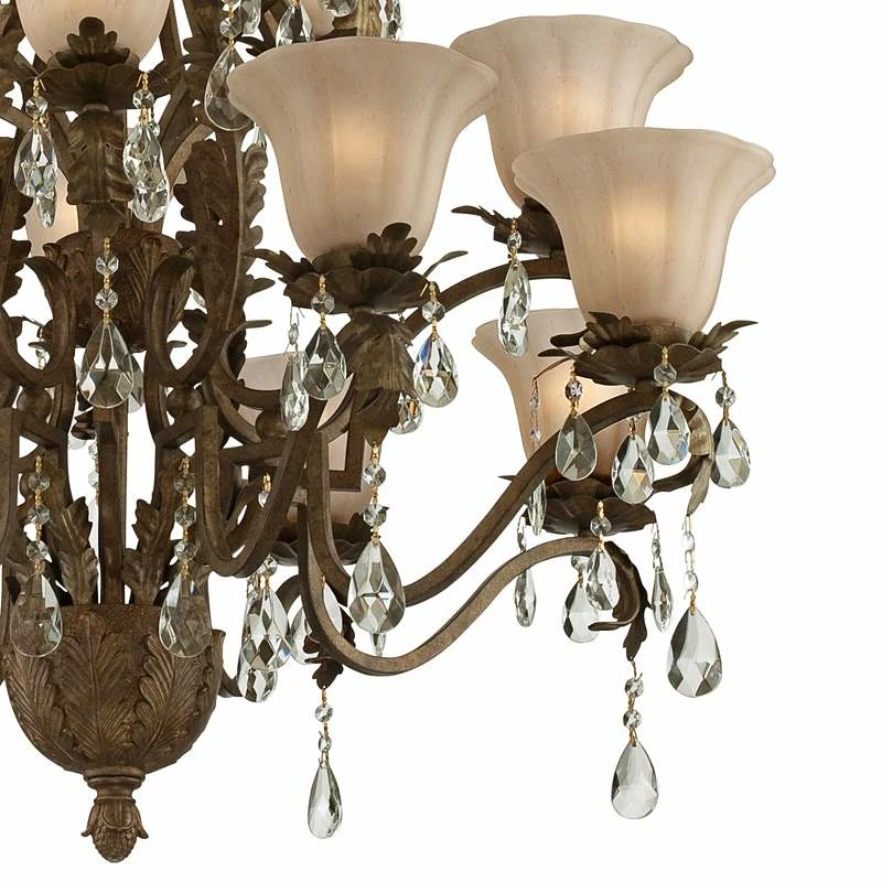 Iron Leaf 39" Wide Roman Bronze And Crystal Chandelier 5 Iron Leaf 39" Wide Roman Bronze And Crystal Chandelier - Image 3