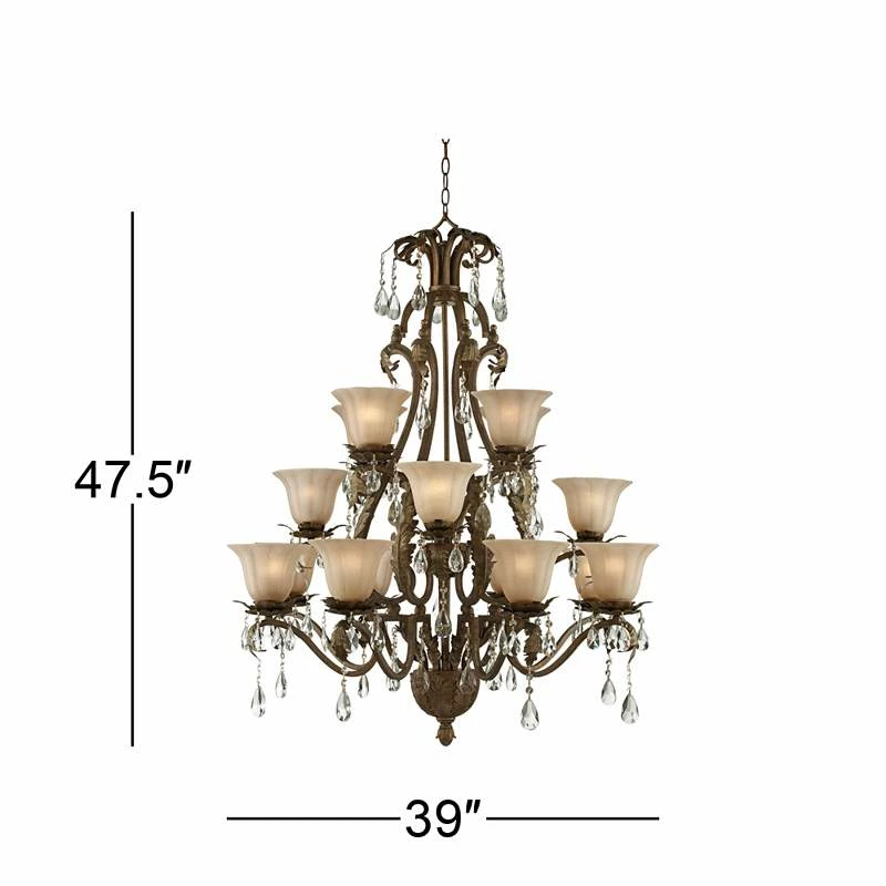 Iron Leaf 39" Wide Roman Bronze And Crystal Chandelier 7 Iron Leaf 39" Wide Roman Bronze And Crystal Chandelier - Image 5