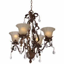 Iron Leaf 4-Light Roman Bronze And Crystal Chandelier -Outlet The Radiantix Store iron leaf 4 light roman bronze and crystal chandelier x9481views1
