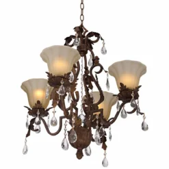 Iron Leaf 4-Light Roman Bronze And Crystal Chandelier -Outlet The Radiantix Store iron leaf 4 light roman bronze and crystal chandelier x9481views2